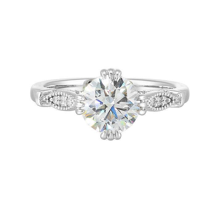 14Kt White Semi Mount 1/4Ctw For 1 1/2Ctw Round Center