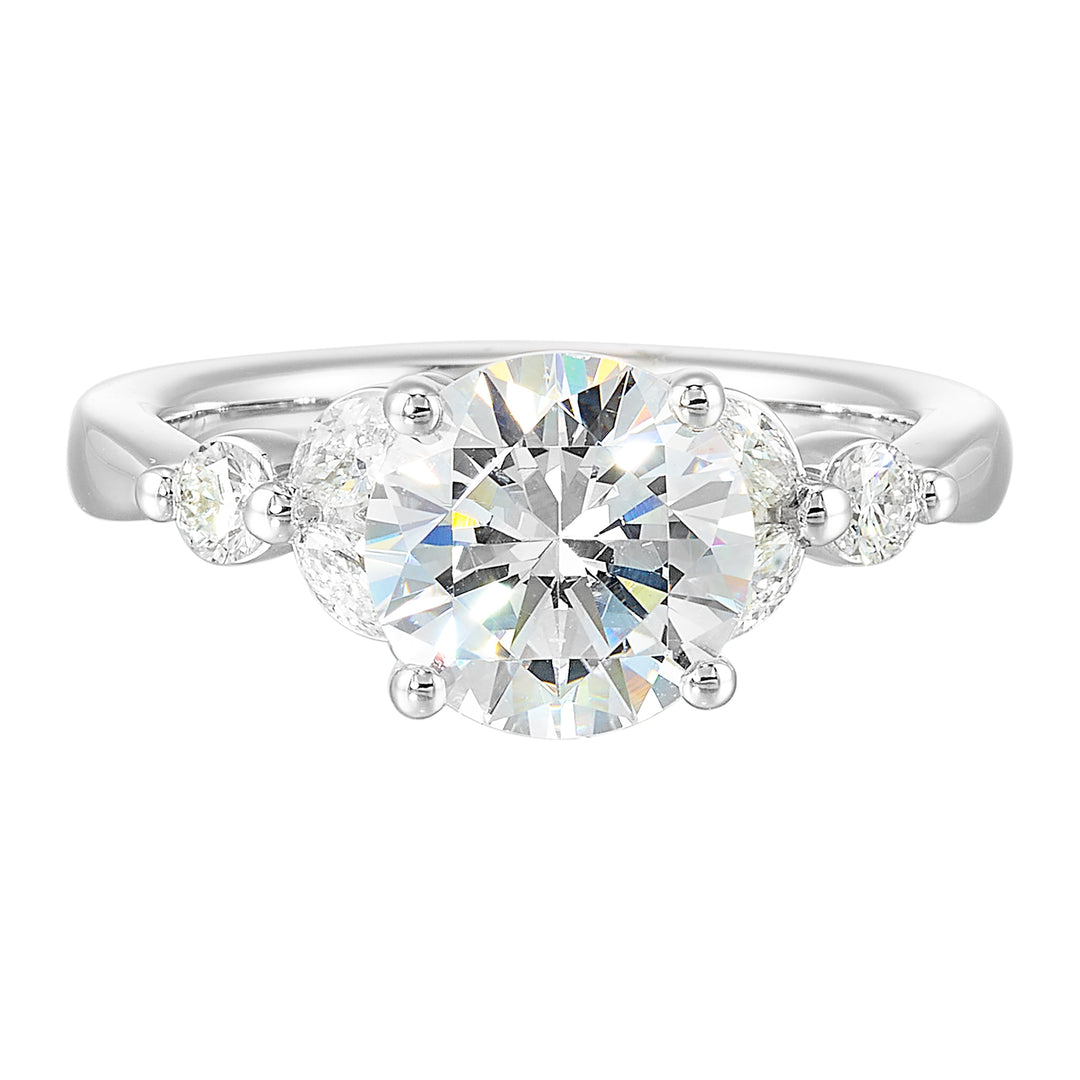 14Kt White Semi Mount 1/2Ctw For 2Ctw Round Center