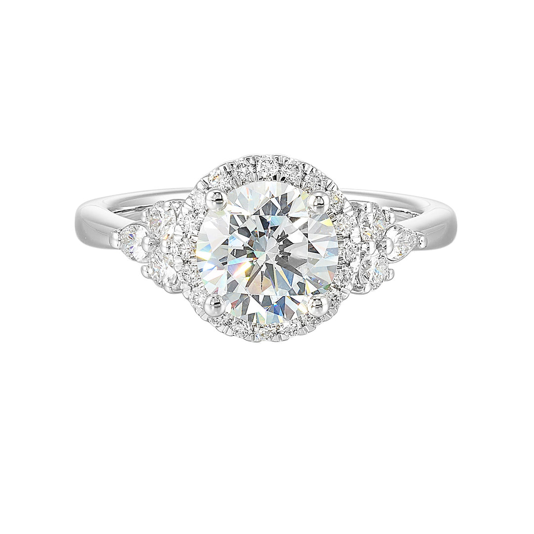 14Kt White Semi Mount 3/8Ctw For 1 1/2Ctw Round Center