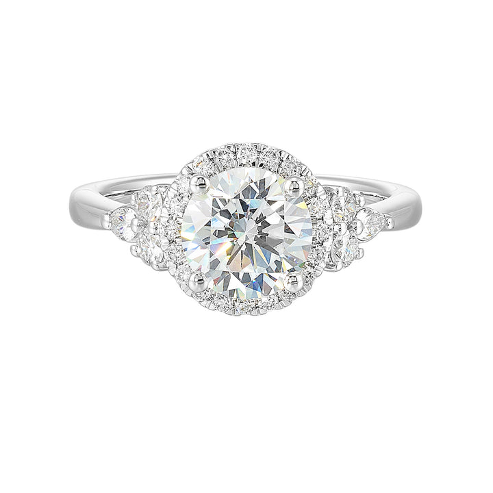 14Kt White Semi Mount 3/8Ctw For 1 1/2Ctw Round Center