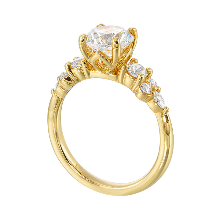 14Kt Yellow Semi Mount 1/2Ctw For 1 1/2Ct Round Center