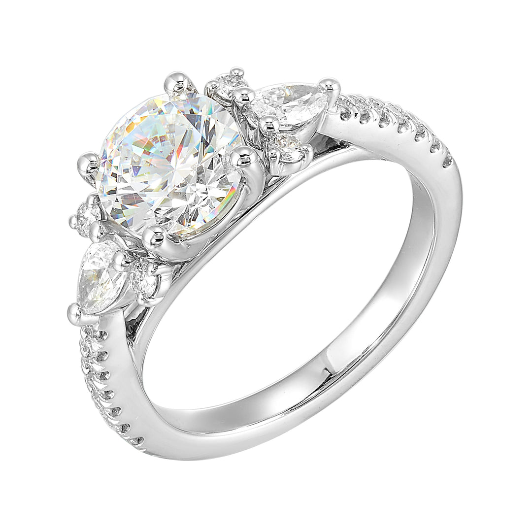14Kt White Semi Mount 1/2Ctw For 1 1/2Ctw Round Center
