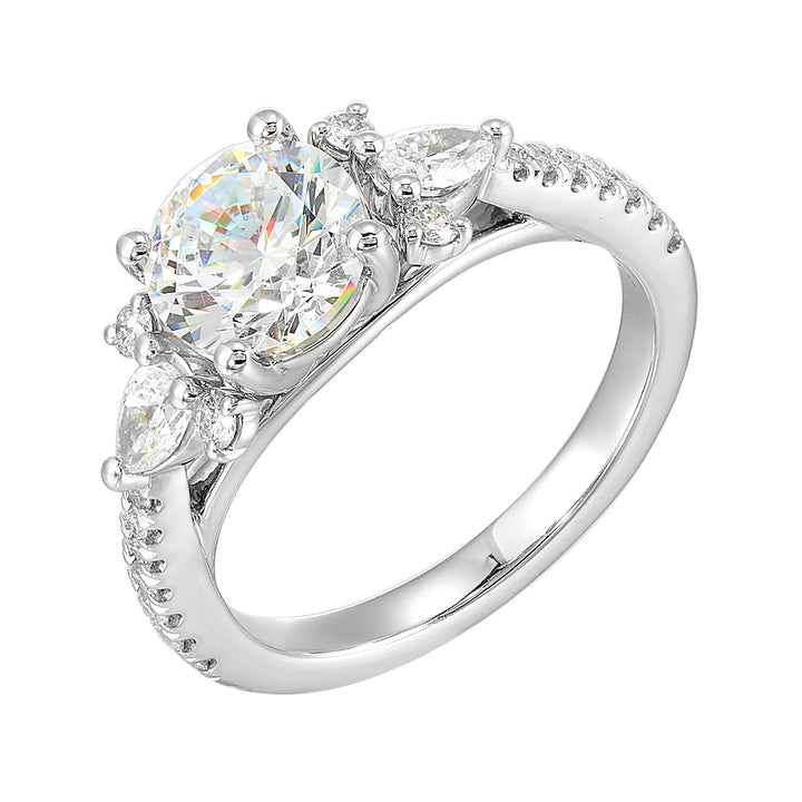 14Kt White Semi Mount 1/2Ctw For 1 1/2Ctw Round Center