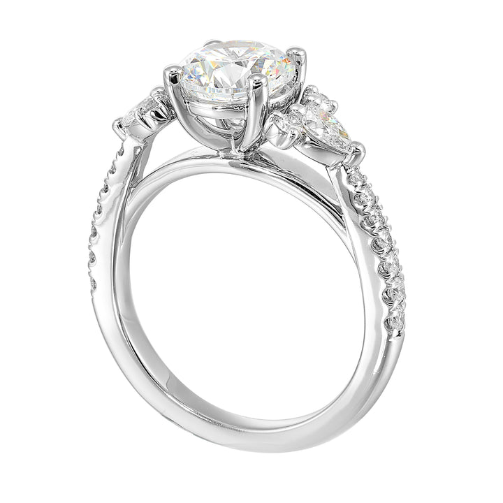 14Kt White Semi Mount 1/2Ctw For 1 1/2Ctw Round Center