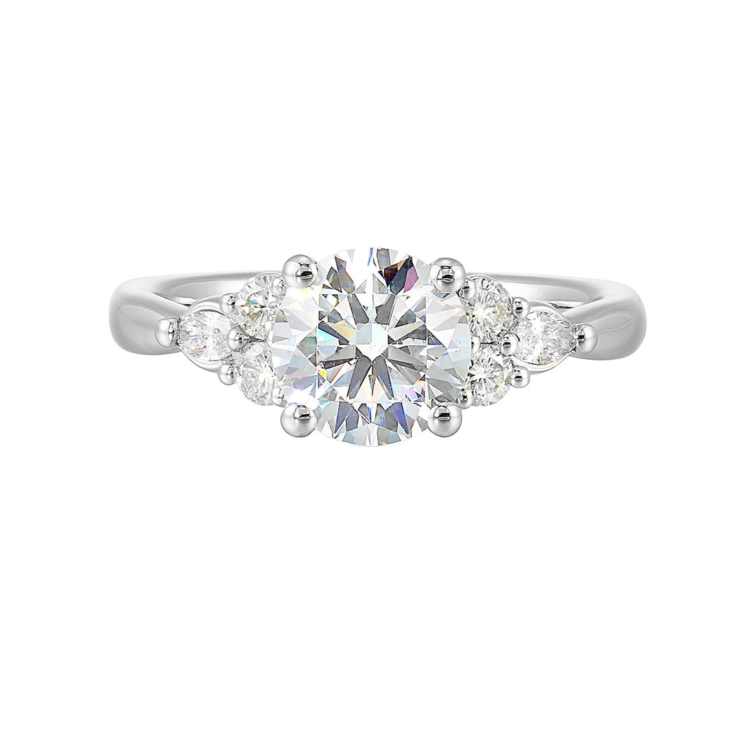14Kt White Semi Mount 1/3Ctw For 1 1/2Ctw Round Center