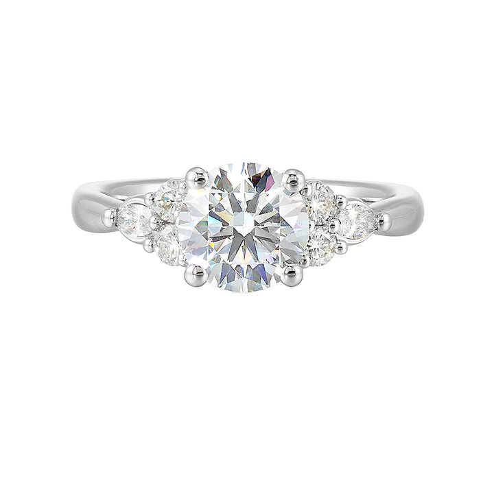 14Kt White Semi Mount 1/3Ctw For 1 1/2Ctw Round Center