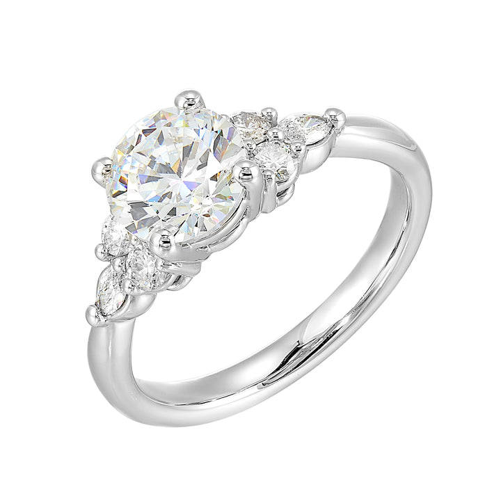 14Kt White Semi Mount 1/3Ctw For 1 1/2Ctw Round Center