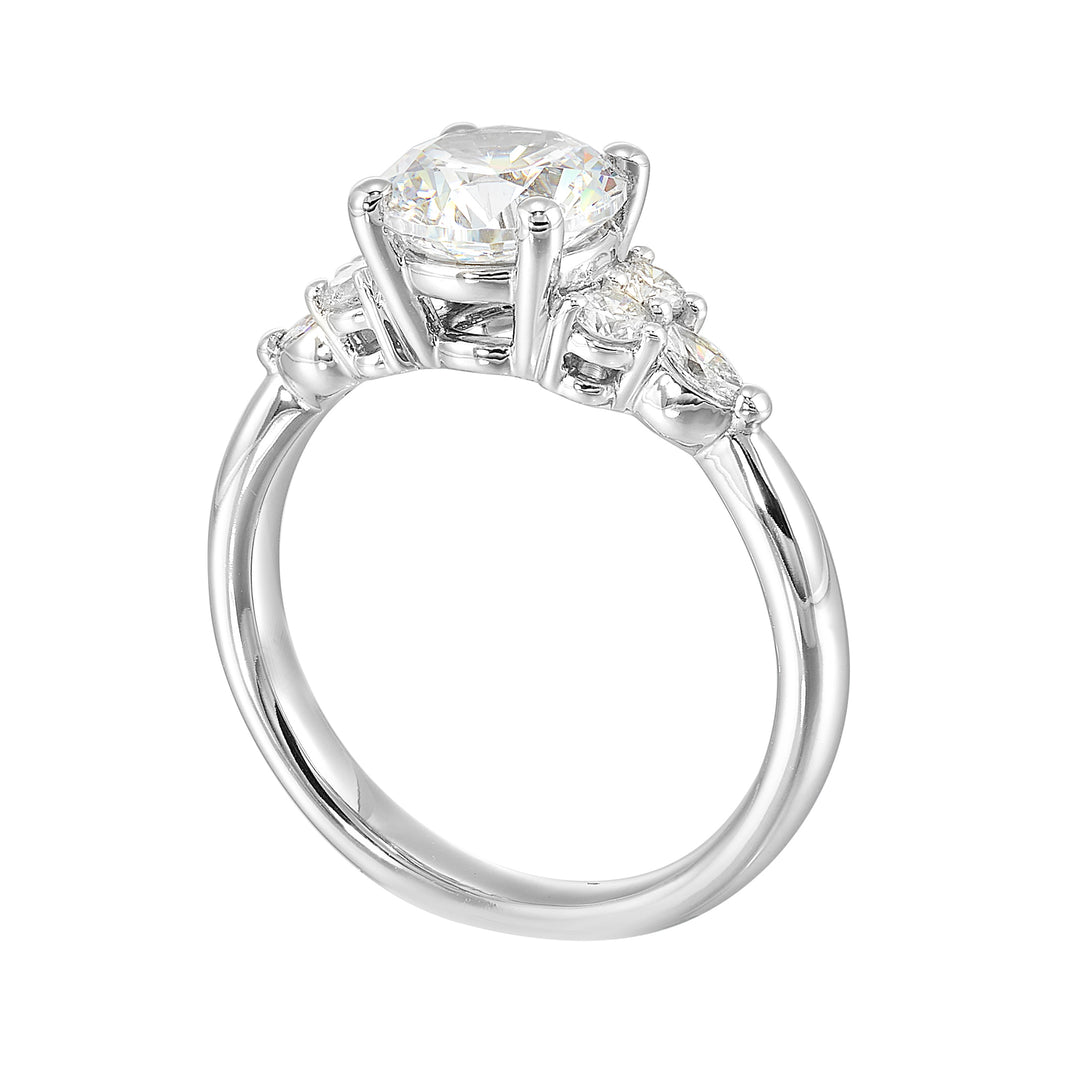 14Kt White Semi Mount 1/3Ctw For 1 1/2Ctw Round Center