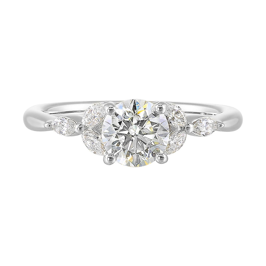 14Kt White Semi Mount 1/5Ctw For 1Ctw Round Center