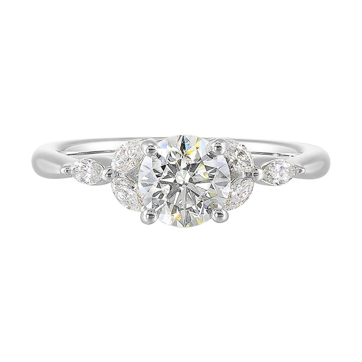 14Kt White Semi Mount 1/5Ctw For 1Ctw Round Center