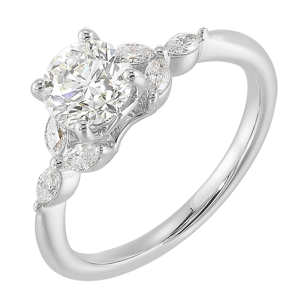 14Kt White Semi Mount 1/5Ctw For 1Ctw Round Center