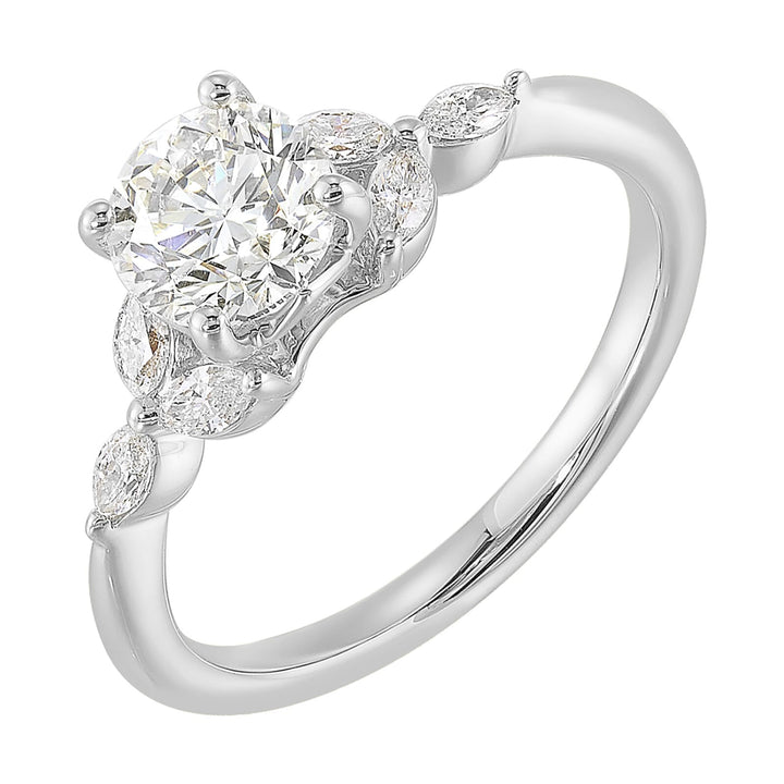 14Kt White Semi Mount 1/5Ctw For 1Ctw Round Center