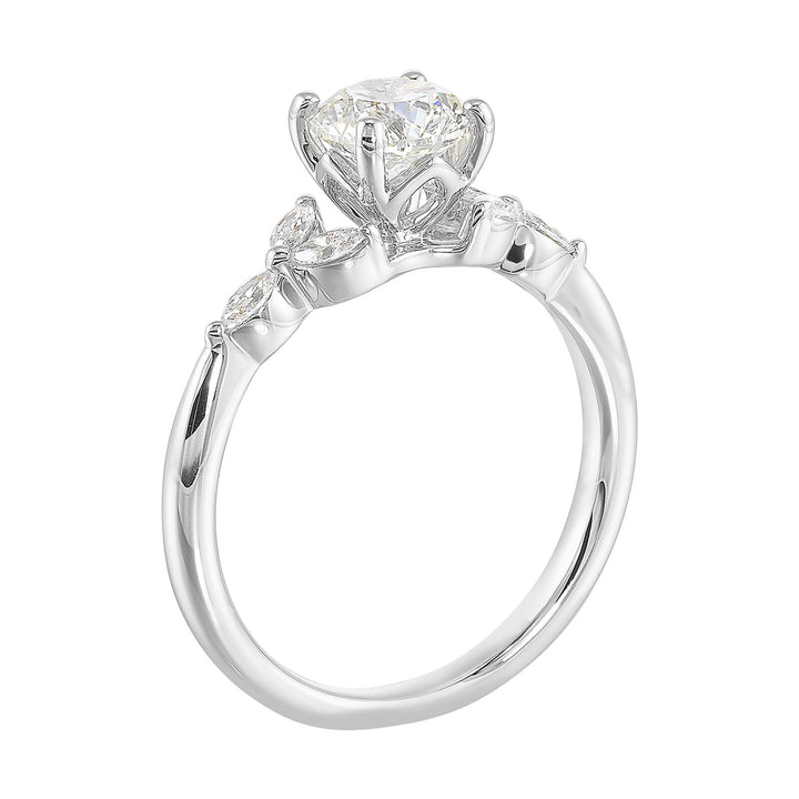 14Kt White Semi Mount 1/5Ctw For 1Ctw Round Center