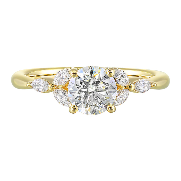 14Kt Yellow Semi Mount 1/5Ctw For 1Ctw Round Center
