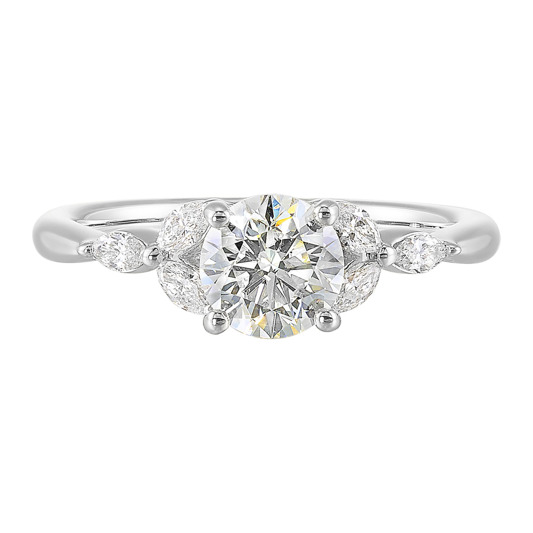 14Kt White Semi Mount 1/5Ctw For 1 1/2Ctw Round Center