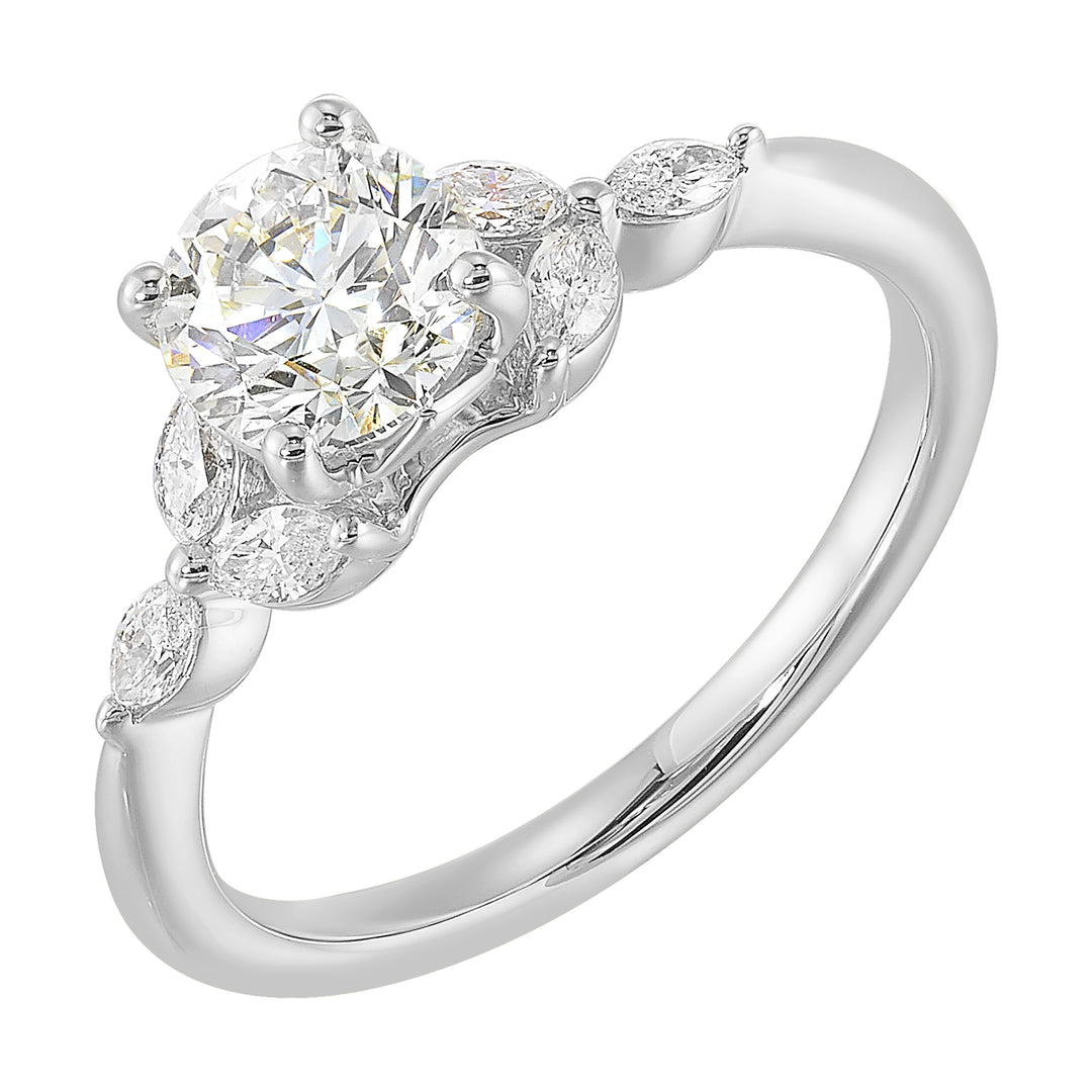 14Kt White Semi Mount 1/5Ctw For 1 1/2Ctw Round Center