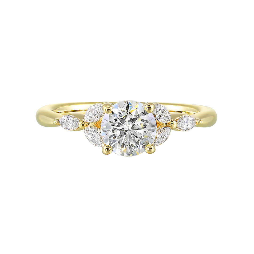 14Kt Yellow Semi Mount 1/5Ctw For 1 1/2Ct Round Center