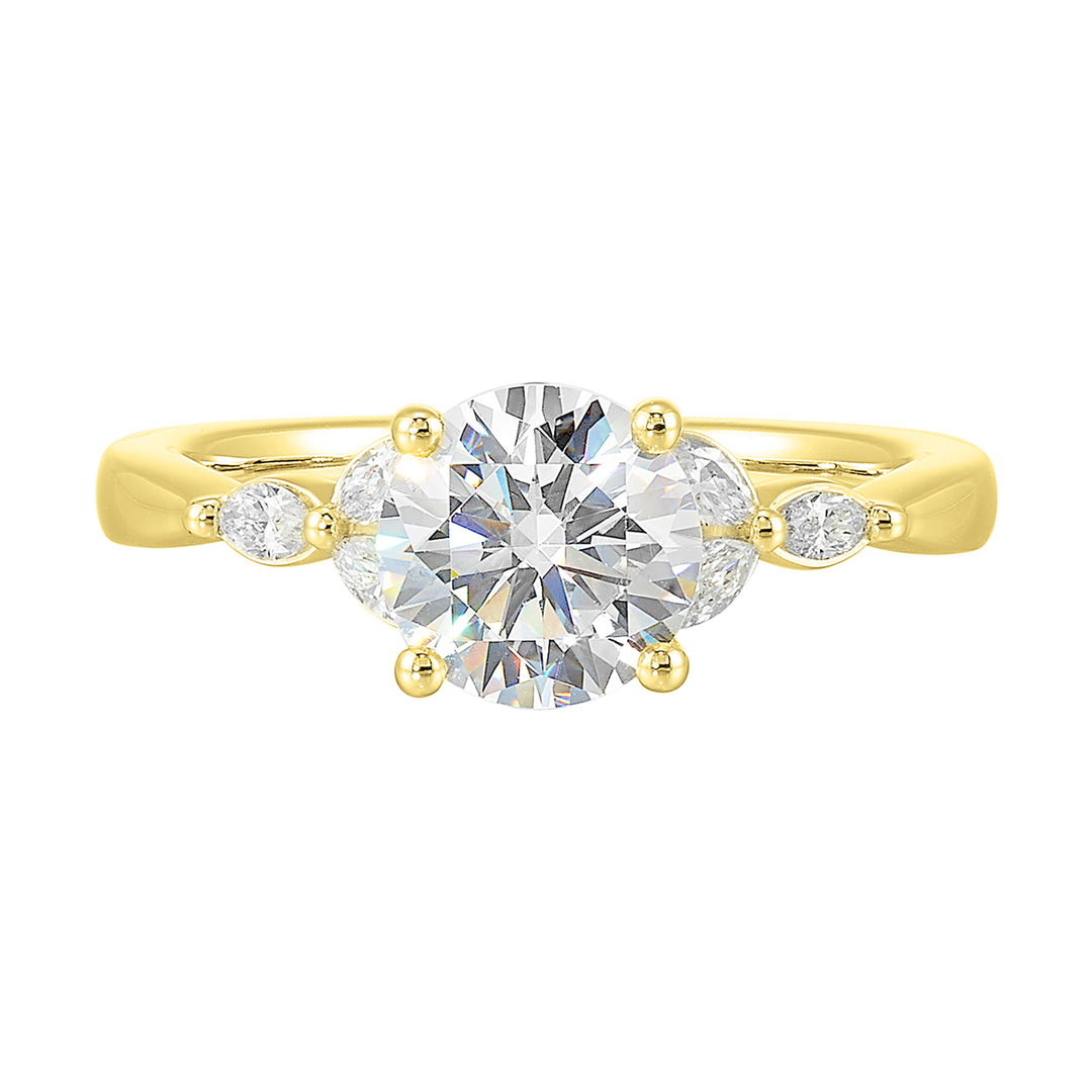 14Kt Yellow Semi Mount 1/5Ctw For 1 1/2Ct Round Center