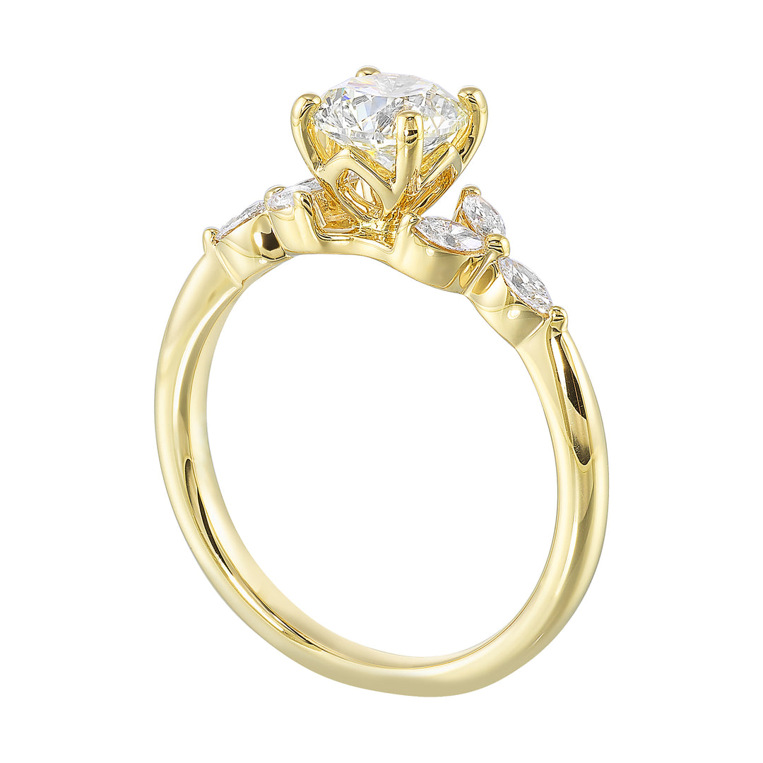 14Kt Yellow Semi Mount 1/5Ctw For 1 1/2Ct Round Center