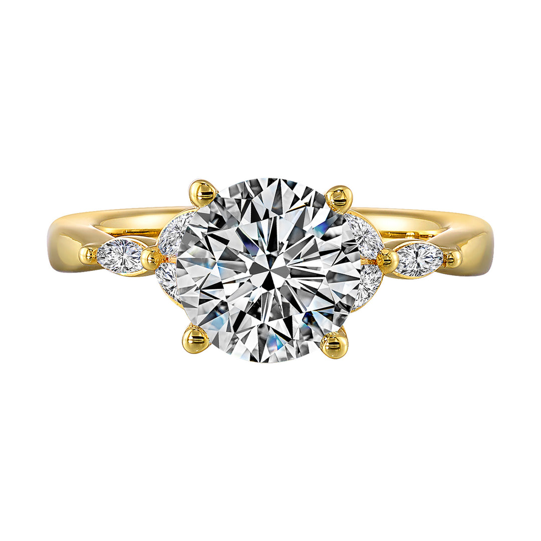 14Kt Yellow Semi Mount 1/5Ctw For 2Ct Round Center