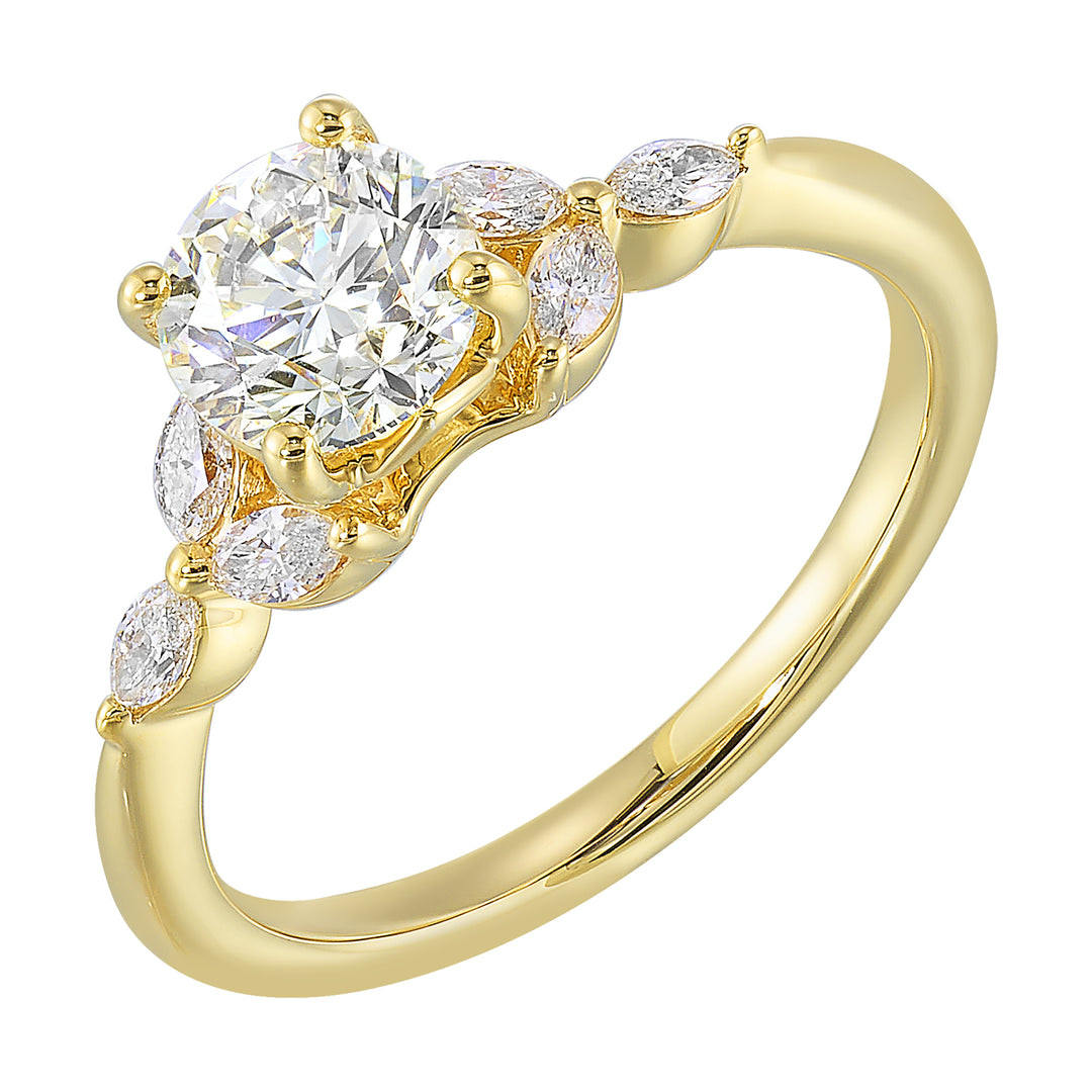 14Kt Yellow Semi Mount 1/5Ctw For 2Ct Round Center