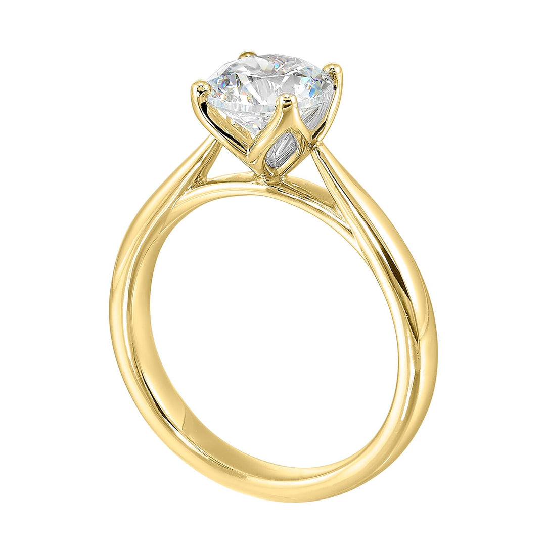 14Kt Yellow Semi Mount For 1 1/2Ctw Round Center