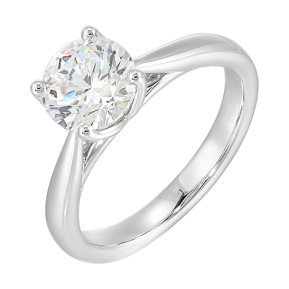 14Kt White Semi Mount  For 1 1/2Ctw Round Center
