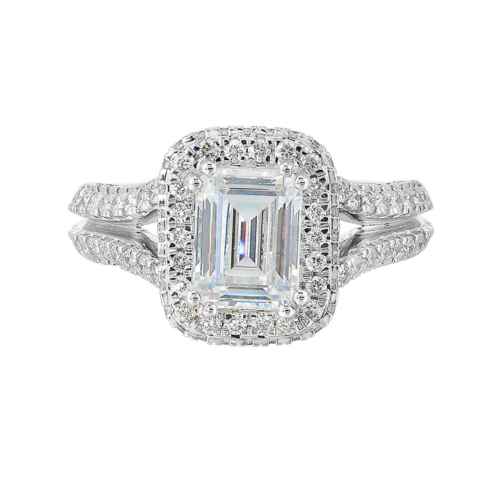 14Kt White Semi Mount 1 1/10Ctw For 2Ctw Emerald Cut Center
