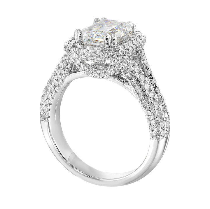 14Kt White Semi Mount 1 1/10Ctw For 2Ctw Emerald Cut Center