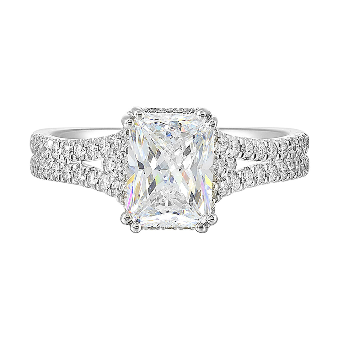 14Kt White Semi Mount 3/8Ctw For 2Ctw Radiant Center