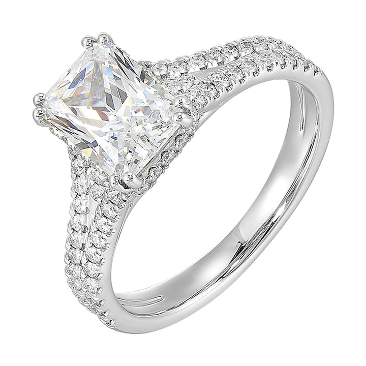 14Kt White Semi Mount 3/8Ctw For 2Ctw Radiant Center