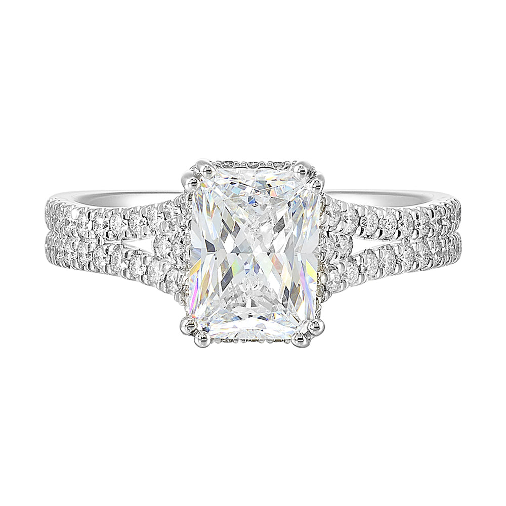 14Kt White Semi Mount 3/8Ctw For 2Ctw Radiant Center