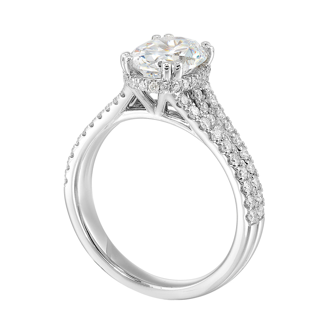 14Kt White Semi Mount 1/2Ctw For 2Ctw Oval Center