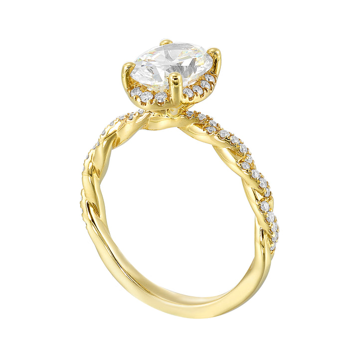 14Kt Yellow Semi Mount 1/4Ctw For 2Ctw Oval Center