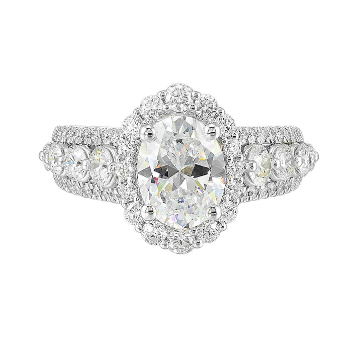 14Kt White Semi Mount 1 1/4Ctw For 2Ctw Oval Center