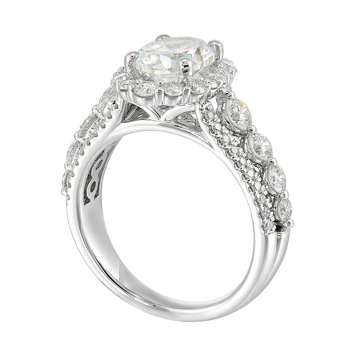 14Kt White Semi Mount 1 1/4Ctw For 2Ctw Oval Center