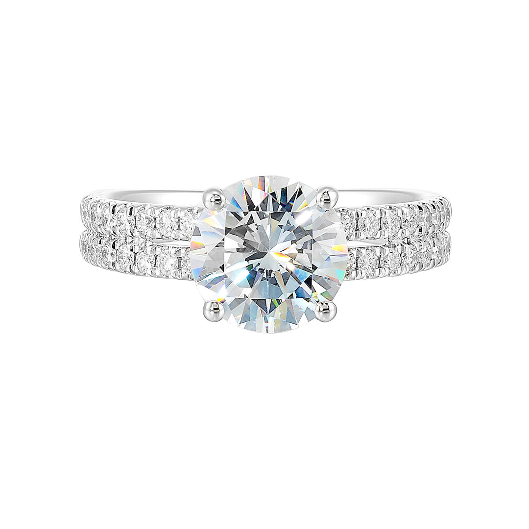 14Kt White Semi Mount 1/2Ctw For 2Ctw Round Center