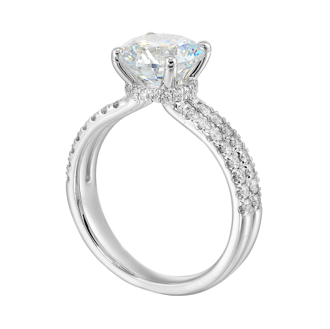 14Kt White Semi Mount 1/2Ctw For 2Ctw Round Center