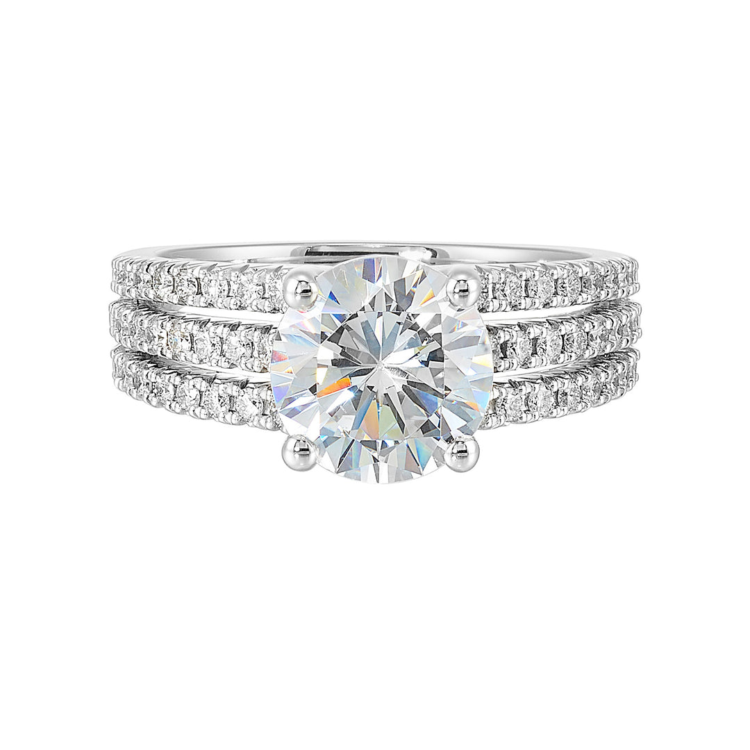 14Kt White Semi Mount 3/8Ctw For 2Ctw Round Center