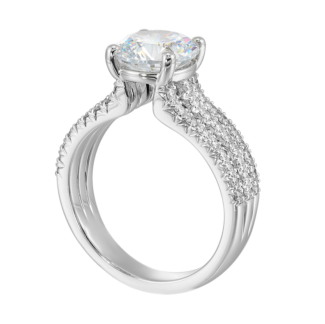 14Kt White Semi Mount 3/8Ctw For 2Ctw Round Center