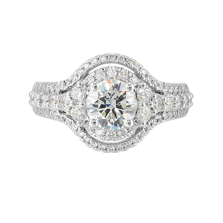 14Kt White Semi Mount 5/6Ctw For 1Ctw Round Center