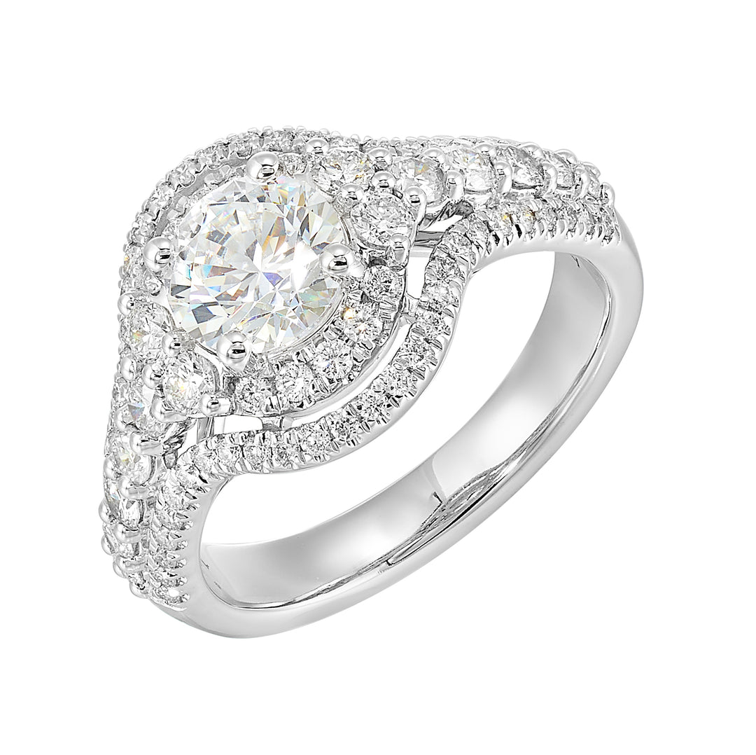 14Kt White Semi Mount 5/6Ctw For 1Ctw Round Center