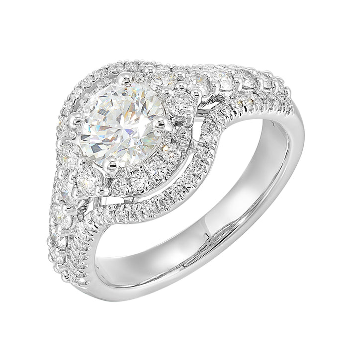 14Kt White Semi Mount 5/6Ctw For 1Ctw Round Center