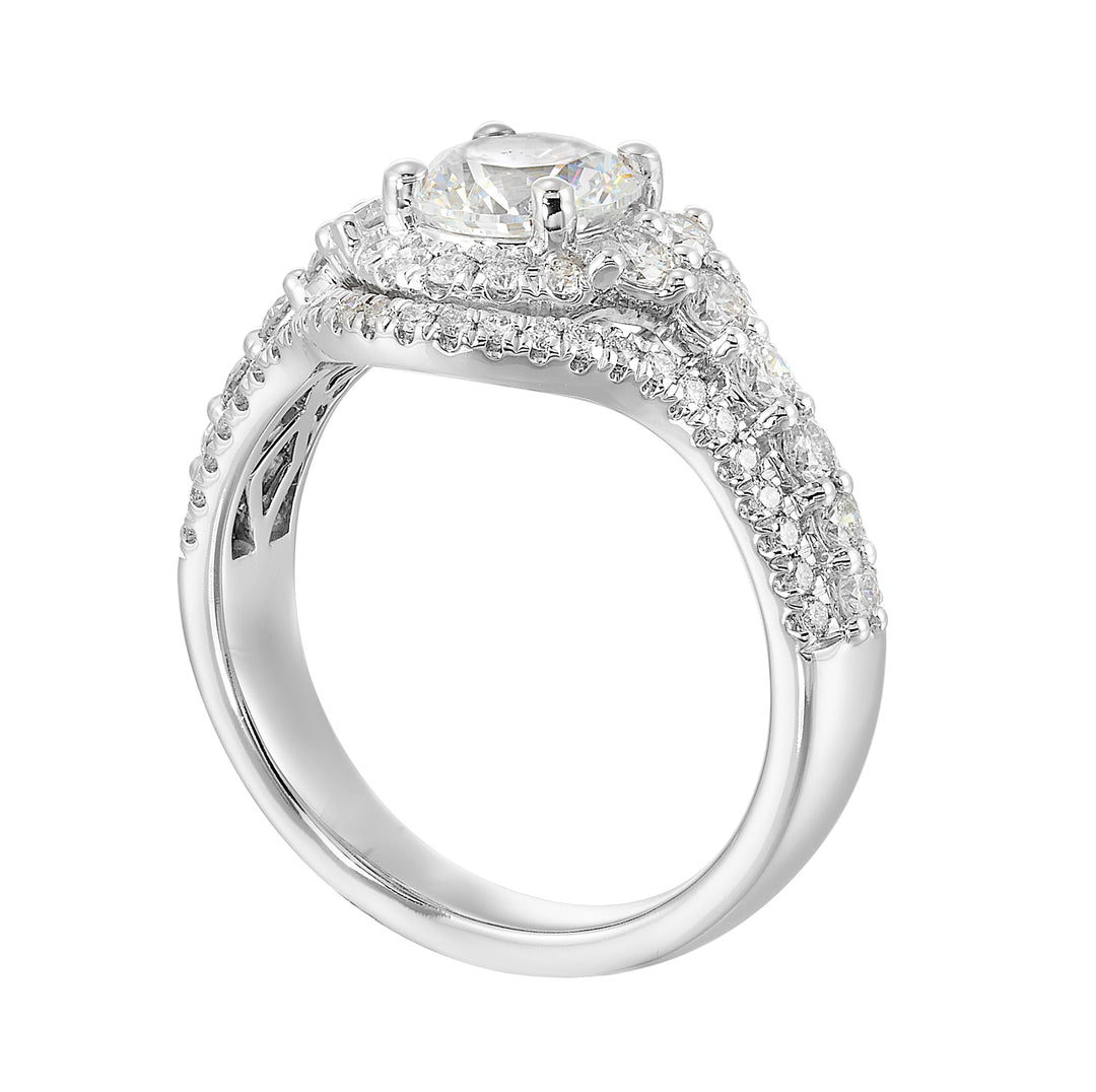 14Kt White Semi Mount 5/6Ctw For 1Ctw Round Center