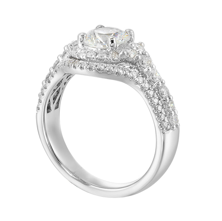 14Kt White Semi Mount 5/6Ctw For 1Ctw Round Center
