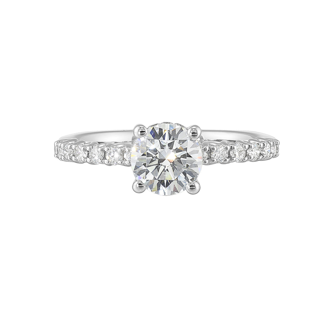 14Kt White Semi Mount 1/3Ctw For 1Ctw Round Center