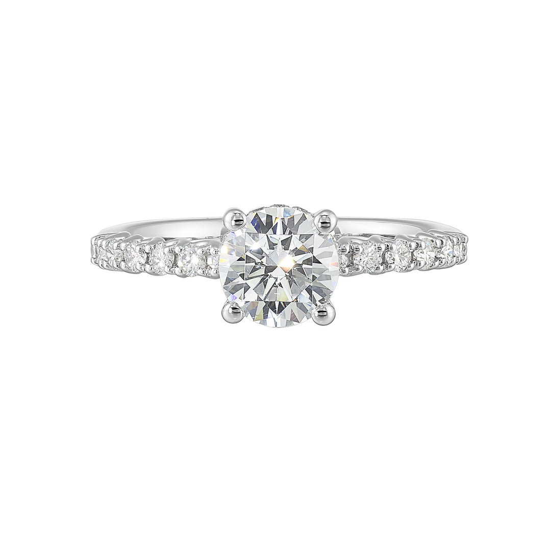 14Kt White Semi Mount 1/3Ctw For 1Ctw Round Center