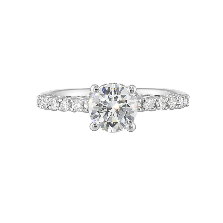 14Kt White Semi Mount 1/3Ctw For 1Ctw Round Center
