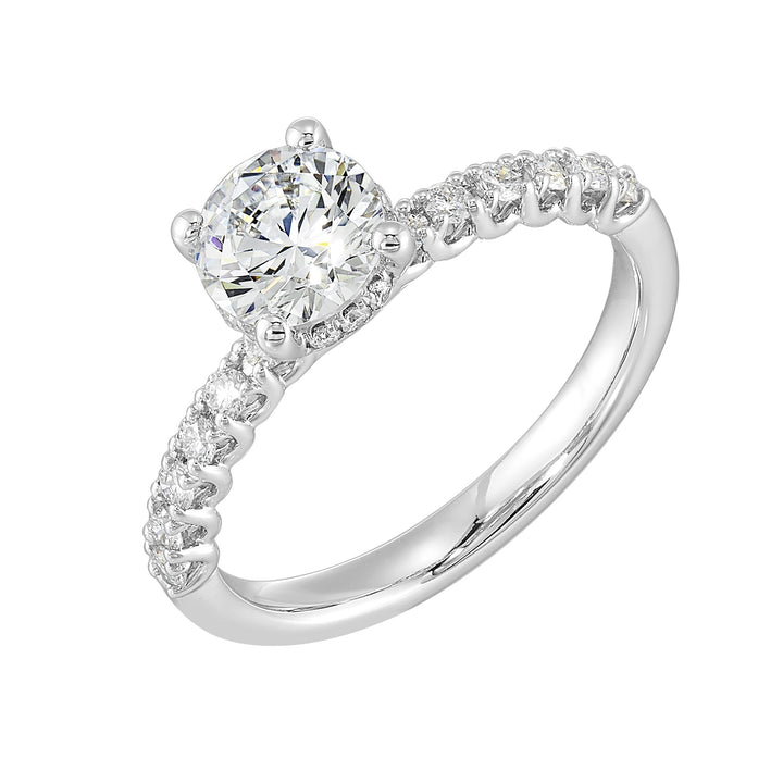 14Kt White Semi Mount 1/3Ctw For 1Ctw Round Center