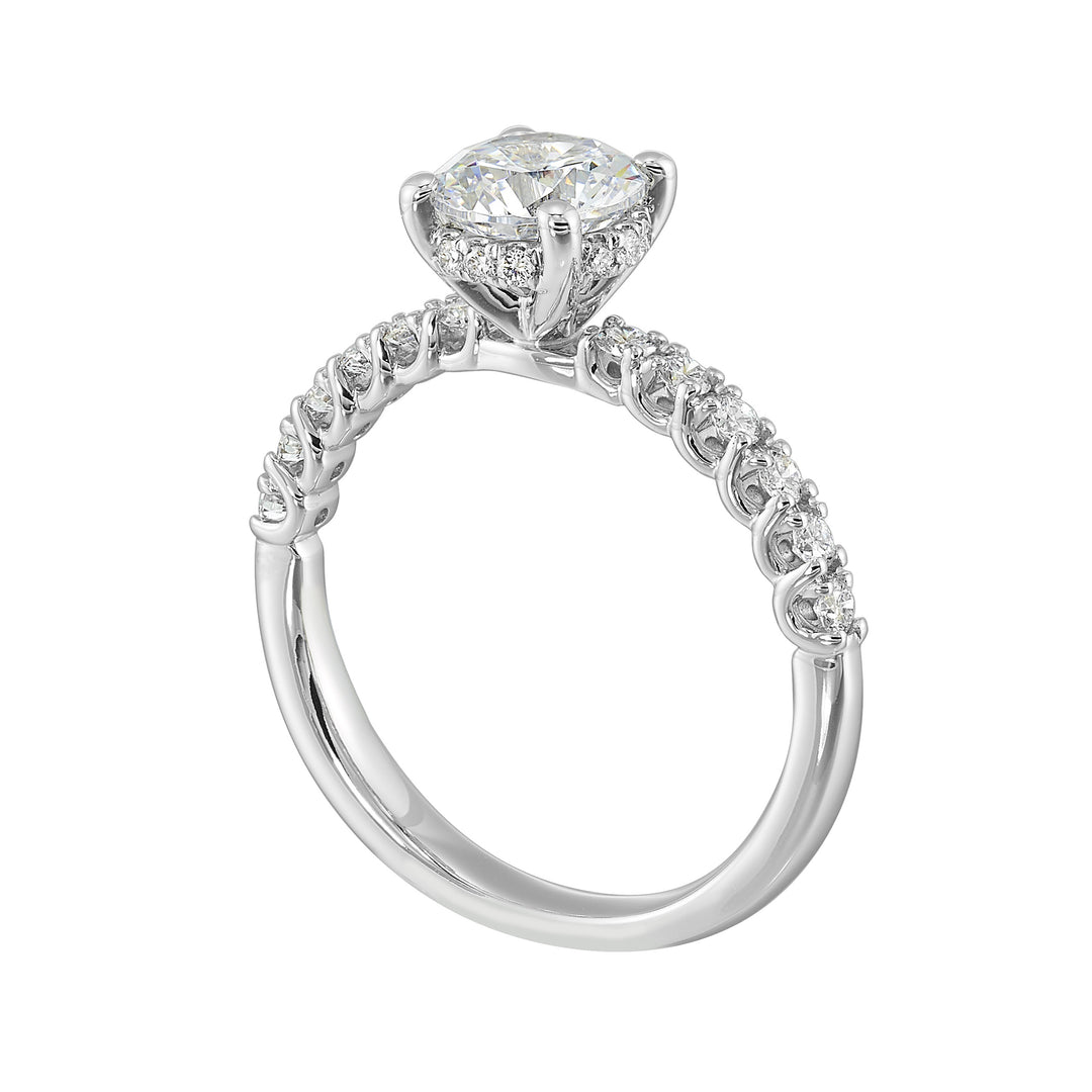 14Kt White Semi Mount 1/3Ctw For 1Ctw Round Center